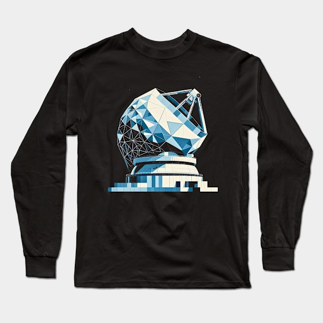 Geometric Observatory | Abstract Radio Telescope Tee Long Sleeve T-Shirt by Graphic Wonders Emporium